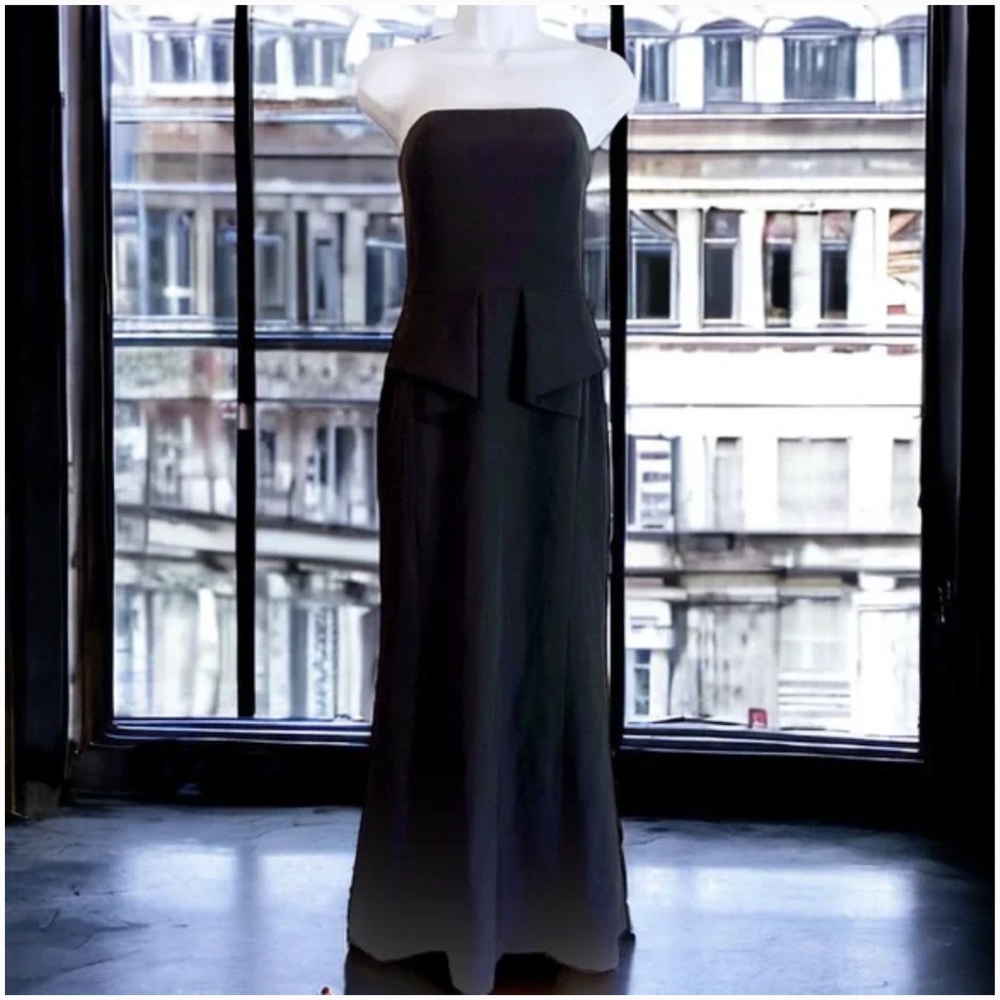 Aidan Mattox Strapless Crepe Gown Dress Black Formal Party Cocktail Size 4